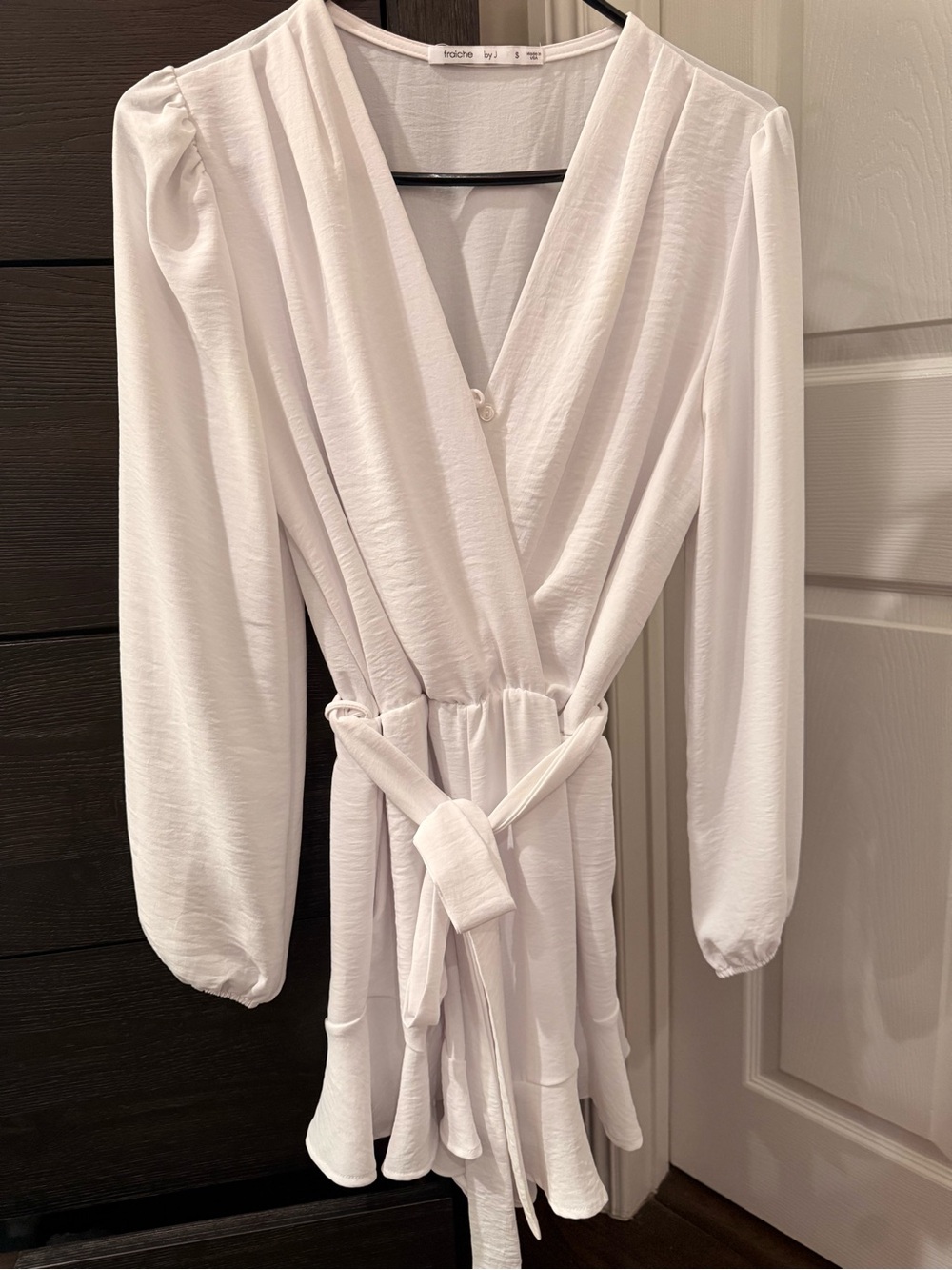 Flowy White Wrap Romper with Tie Waist
